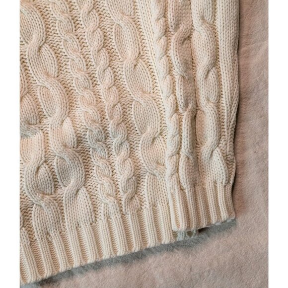 L.S Ayres Sweater Vintage 70s Fisherman Cableknit Classic Cream Women's Medium - Picture 5 of 7